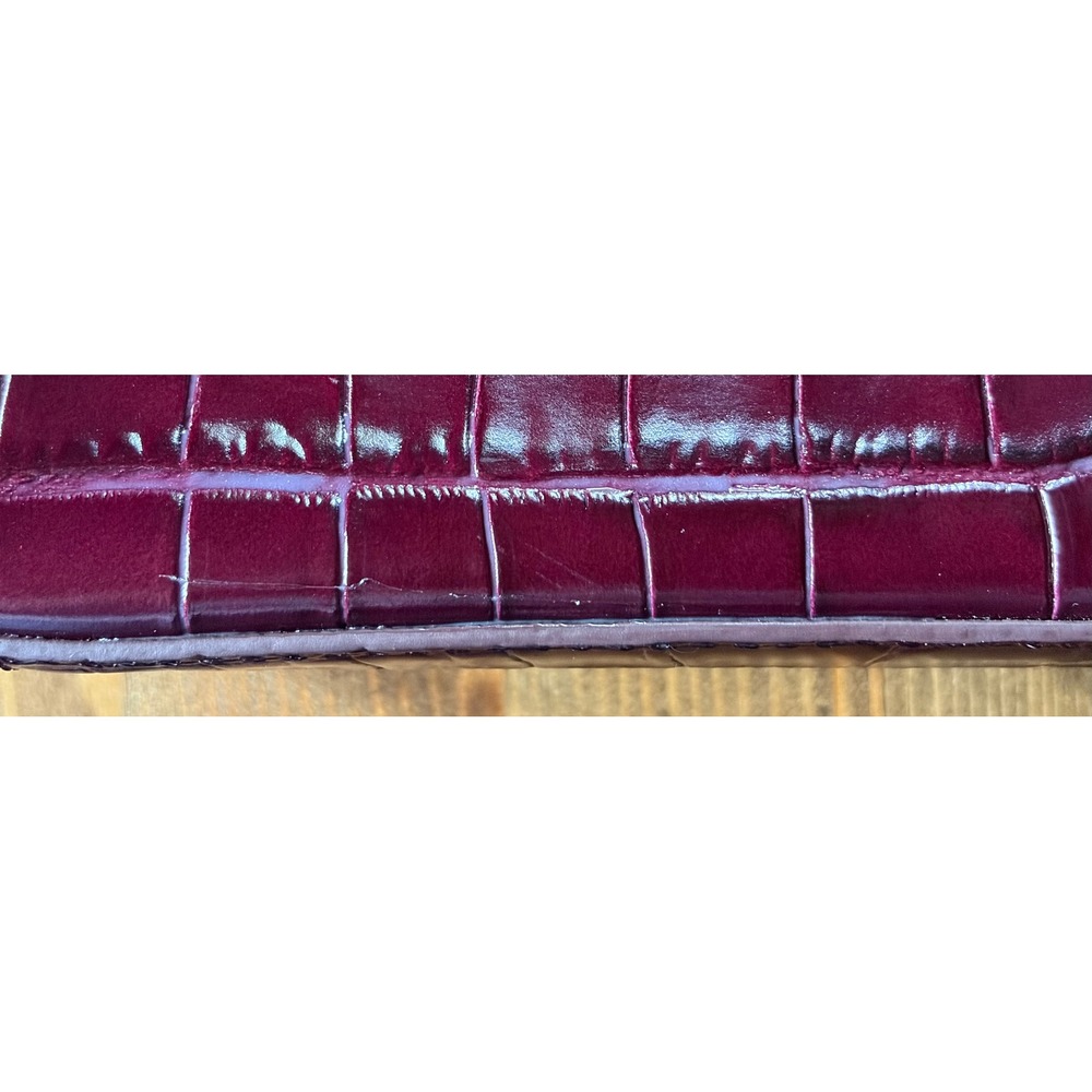 J.Crew Small Edie Top-Handle Bag Italian Croc-Embossed Leather Burgundy BX991 - Picture 13 of 14